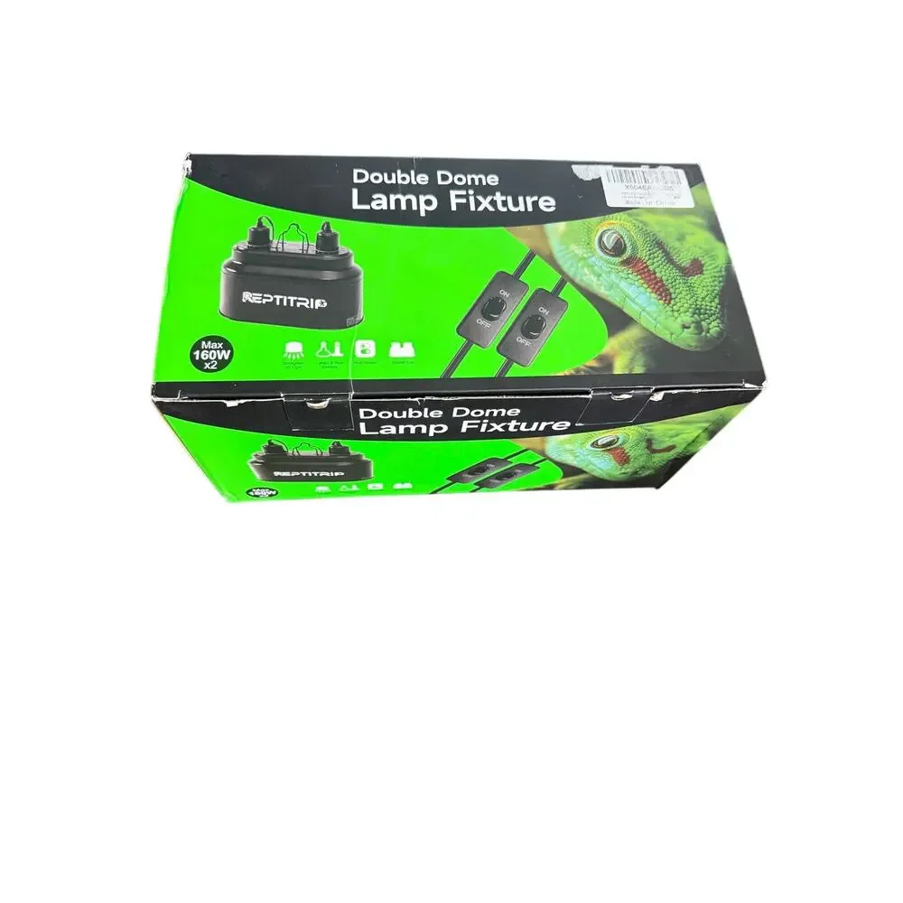 Reptitrio Double Dome Reptile Lamp Fixture Dual Bulb Heat Light 320W NIB